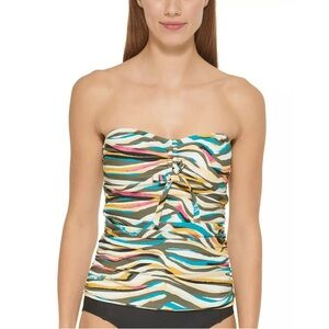 NWT DKNY Bandeau Bow Tankini Swim Top